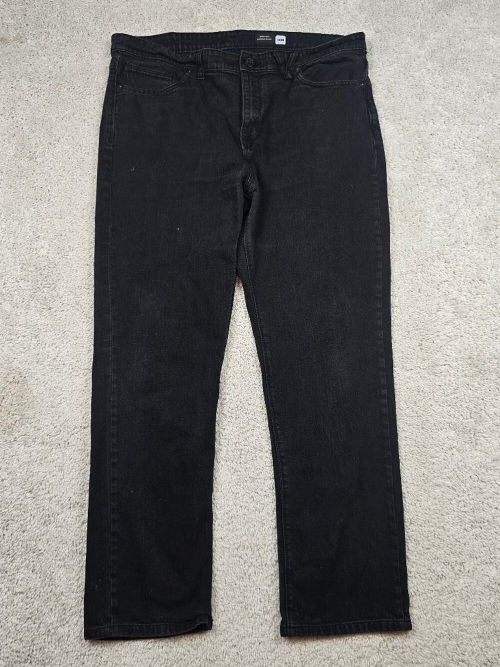Volcom Jeans Mens 38x30 Black Solver Modern Straight Leg Stretch Denim Casual